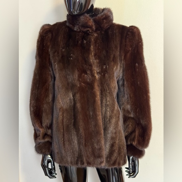 custom mink Jackets & Blazers - Sold !!!!!Elegant Dark glossy Brown Mink Fur Coat jacket